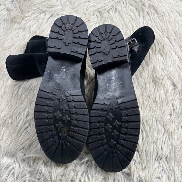 Sesto Meucci Women's 9.5 Black Slouchy Suede Pull On Moto Boots Biker Boho - Picture 6 of 10